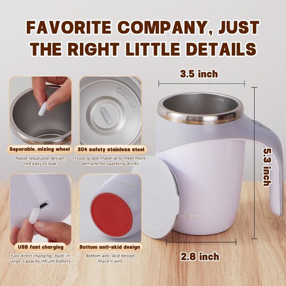 Rechargeable Automatic Stirring Coffee Mug | Self Stirring Travel Mug - Picture 2 of 8
